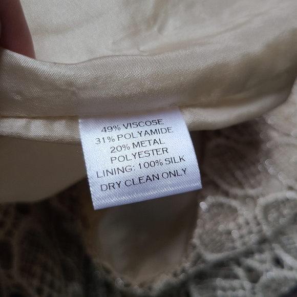 Harvey Faircloth Gold Metallic Eyelet Lace Silk Mini Skirt Size 4 - Picture 7 of 7